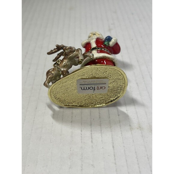 New In Box Art Form Santa Clause Reindeer Training Day Rhinestone Trinket Box 3" - Picture 4 of 7